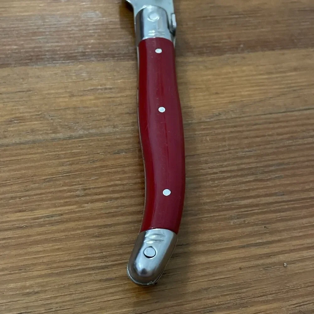 Jean Dubost Laguiole Bread Knife Red Handle Stainless Steel Made in France